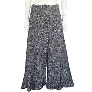 Promesa Womens Maxi Skirt Floral Print Button Front Black & White Size L